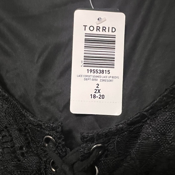 Torrid Lace Corset Seamed Lace Up Bodysuit BNWT Size 2 - Picture 5 of 11